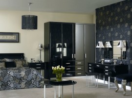 high gloss black bedroom