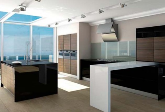 matt dark olive-wood linear kitchen