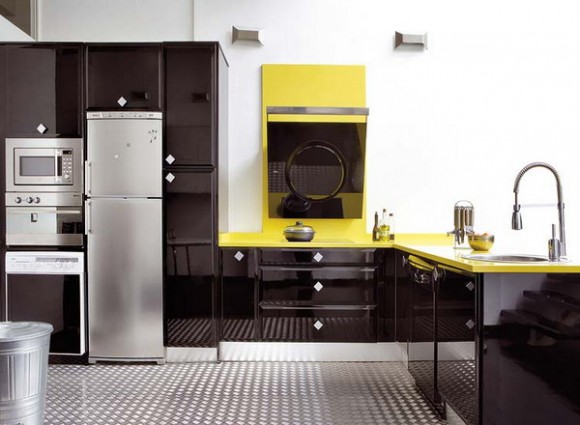 high tech kitchen with contrasts