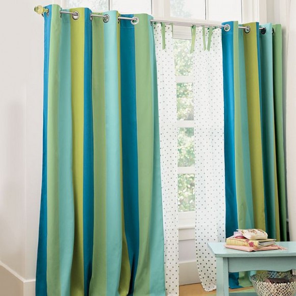 blue and green curtain
