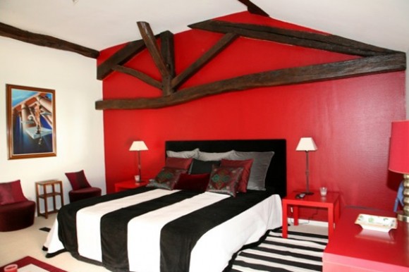 combo red black and white for bedroom