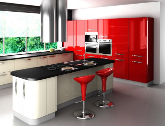 combo red black and white for kitchen