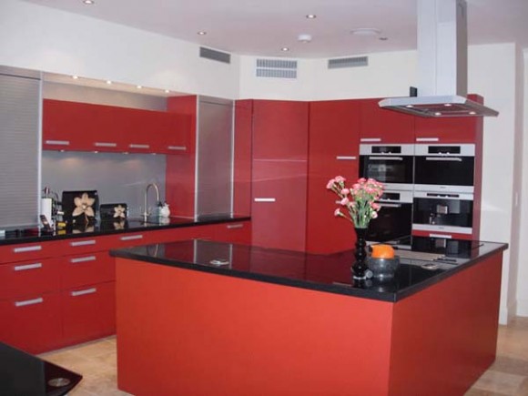 combo red black and white for kitchen