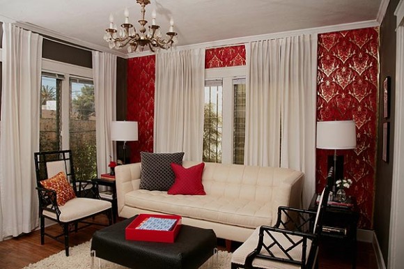 combo red black and white for living room