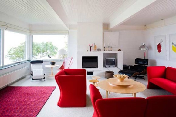 combo red black and white for living room