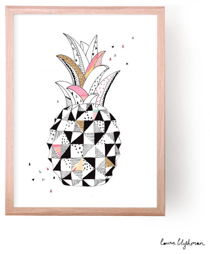 contemporary pineapple love prints by laura blythman