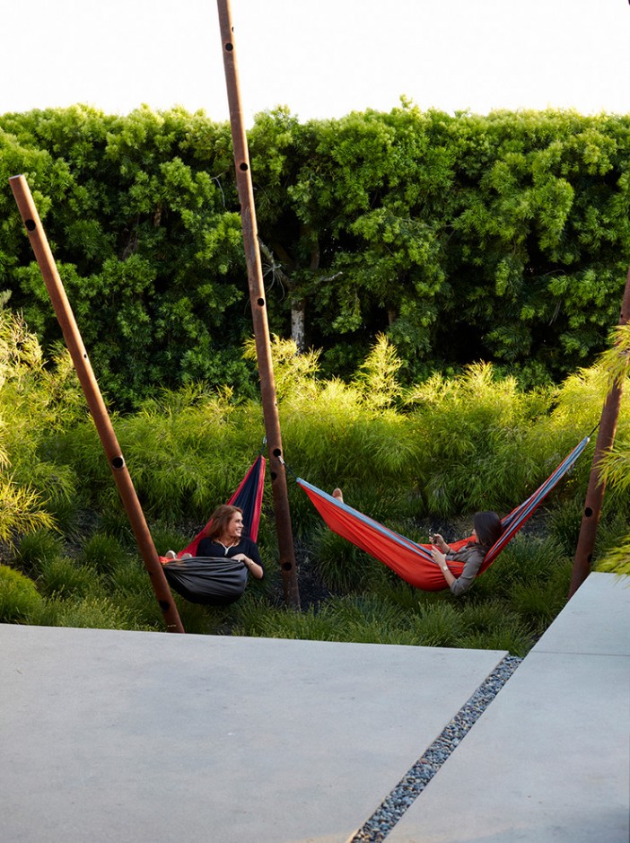 hammock for two in contemporary landscape